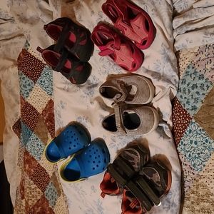 Girls Collection of Shoes. 5 Pairs. 3 Oshkosh, 1 Nike and 1 Crocs Size 5